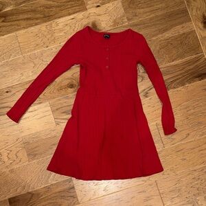 art class Bright Red Long Sleeve Kids Dress